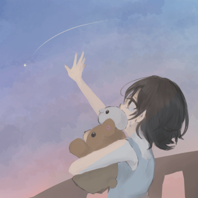 Shooting star at morning glow Front Cover