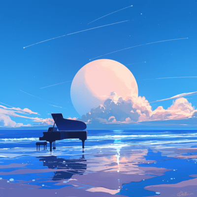 Sleep BGM played by the sound of waves and piano A soothing blue melodic harmony that helps you sleep deeply Relaxation and a comfortable sleep reset your daily fatigue deep sleep Front Cover