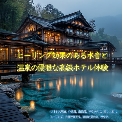 ヒーリング効果のある水音と温泉の優雅な高級ホテル体験-ストレス解消、作業用、勉強用、リラックス、癒し、集中、ヒーリング、自律神経整う、睡眠の質向上、サウナ-のジャケット写真