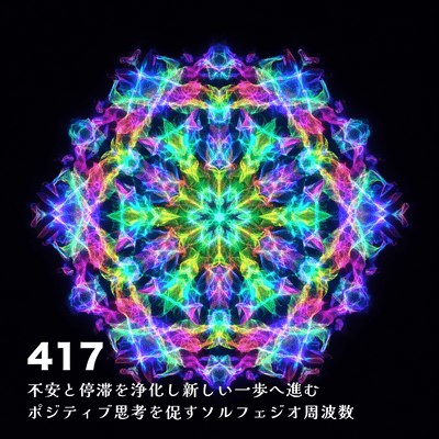 417 Solfeggio frequency that purifies anxiety and stagnation and promotes positive thinking to take a new step forward Front Cover
