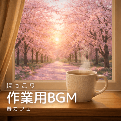 Heartwarming Work BGM Spring Cafe Front Cover