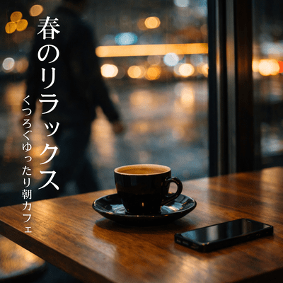 Relaxing and relaxing spring morning cafe Front Cover