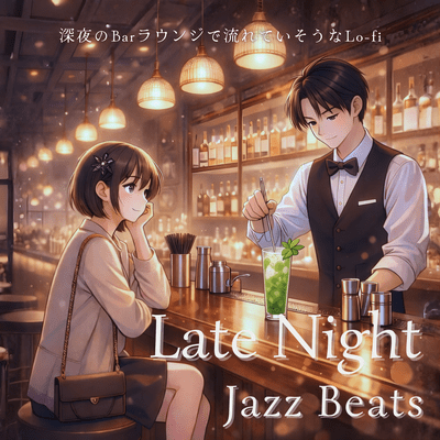 Late Night Jazz Beats: Lo-fi music that sounds like it would be playing in a late-night bar lounge. Front Cover