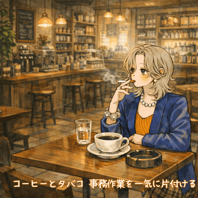 Coffee and cigarettes to quickly finish up office work. Front Cover