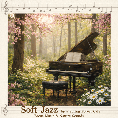 Soft Jazz by a Spring Forest Cafe - Focus Music & Nature Sounds Front Cover