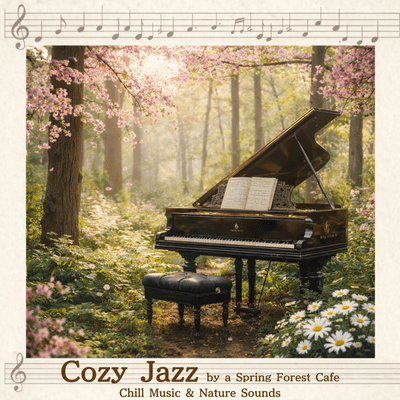 Cozy Jazz by a Spring Forest Cafe - Chill Music & Nature Sounds Front Cover