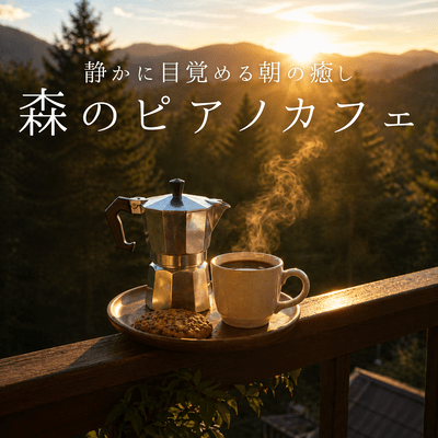 A peaceful morning awakening at a forest piano cafe Front Cover