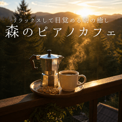 A relaxing morning at the soothing forest piano cafe. Front Cover