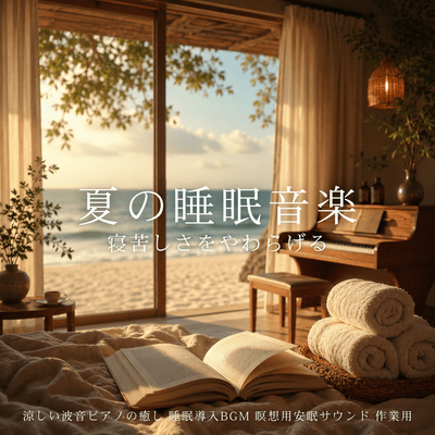 Summer Sleep Music - Cool Ocean Wave Piano Healing, Sleep Induction BGM, Meditation Sleep Sound for Work Front Cover