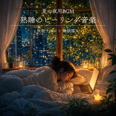 Healing music for deep sleep, background music for summer nights, sleep support, sleep induction. Front Cover
