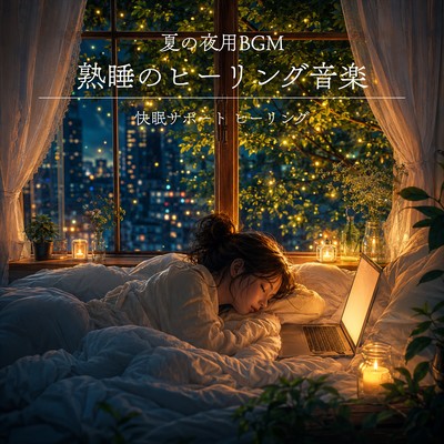 Healing music for deep sleep, background music for summer nights, sleep support, healing. Front Cover