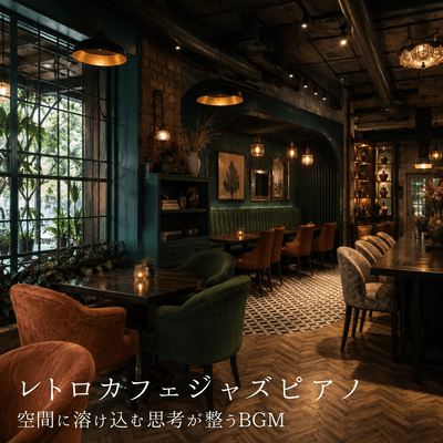 Retro cafe jazz piano: background music that blends into the space and helps to clear your mind. Front Cover