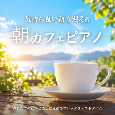 Enjoy a pleasant morning with morning cafe piano - an elegant breakfast time to enjoy with freshly brewed tea Front Cover