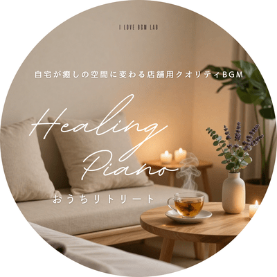 Transform your home into a soothing sanctuary with commercial -quality background music: "Healing Piano - At-Home Retreat." Front Cover