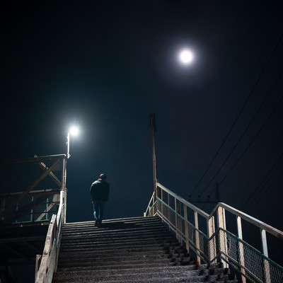 The moon in the night sky Front Cover