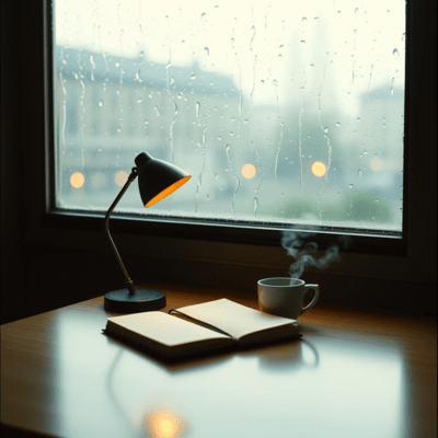 Rainy Morning Cafe Study Pop Front Cover