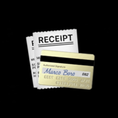 Receipts in my wallet. Front Cover