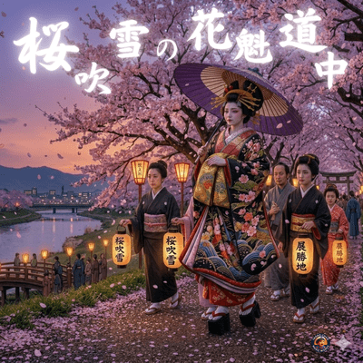 桜吹雪の花魁道中のジャケット写真
