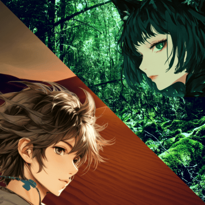 A man in the desert, a woman in the forest Front Cover