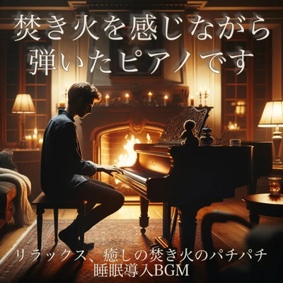Piano played while feeling the bonfire Relax, healing bonfire crackling sleep introduction BGM meditation night How to spend adult work for adults Front Cover