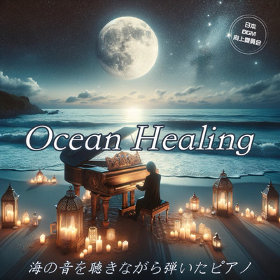 Ocean Healing Piano played while listening to the sounds of the ocean For relaxation For night work Sleep induction BGM for a good night's sleep Front Cover