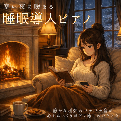 寒い夜に暖まる睡眠導入ピアノ 静かな暖炉のパチパチ音が心をゆっくりほどく癒しのひととき 睡眠用 読書用 ナイトルーティンのジャケット写真