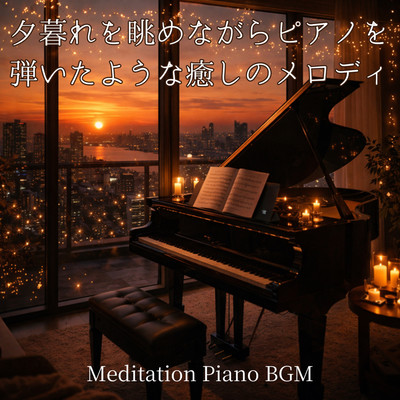 Soothing Melody Like Playing Piano While Watching the Sunset: Meditation Piano BGM Front Cover