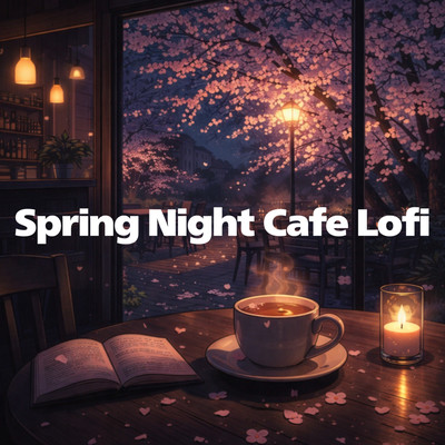 Lofi Spring Night Cafe Front Cover
