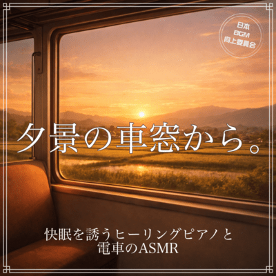 夕景の車窓から。快眠を誘うヒーリングピアノと電車のASMRのジャケット写真