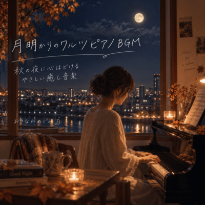 Moonlit Waltz Piano Background Music - Gentle Healing Music for a Relaxing Autumn Night Front Cover
