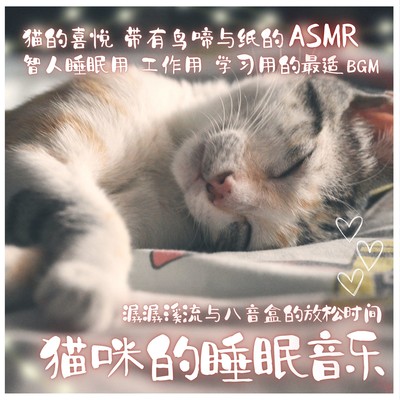 Relaxing music with murmuring river and music box Sleep music for cats Cat-pleasing with bird sounds and paper ASMR For human sleep For work For study BGM also suitable Front Cover