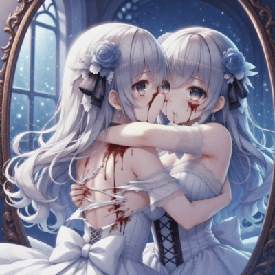 鏡に滲む苦悶を、赤い雫で味わうアタシ (feat. はーちゃん, のぶあきHP & Luminous Angels)のジャケット写真