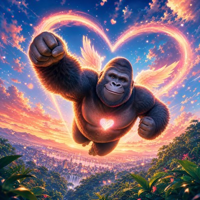 Flying LOVE Gorilla Front Cover