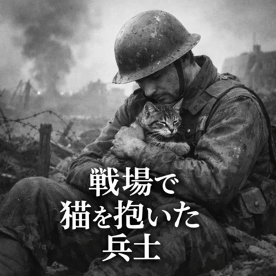 戦争で猫を抱いた兵士のジャケット写真