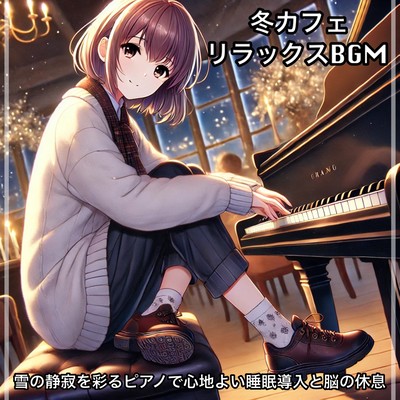 Relaxing BGM that blends into the winter cafe night ~ A piano that colors the silence of the snow to induce a comfortable sleep and give your brain a rest Front Cover