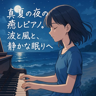 Midsummer Night Healing Piano - Waves, Breeze, and Peaceful Sleep Front Cover