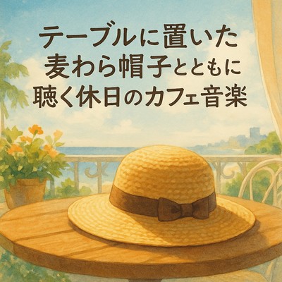 Cafe Music for Holidays with a Straw Hat on the Table Front Cover