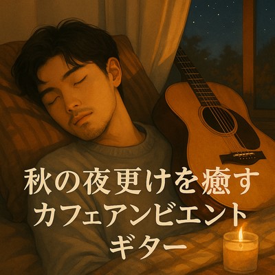 秋の夜更けを癒すカフェアンビエントギターのジャケット写真