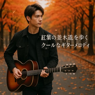 紅葉の並木道を歩くクールなギターメロディのジャケット写真