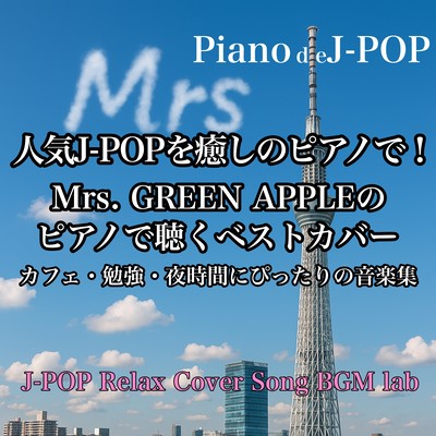 人気J-POPを癒しのピアノで!Mrs. GREEN APPLEのピアノで聴くベストカバー Piano de J-POP – カフェ・勉強・夜時間にぴったりの音楽集のジャケット写真