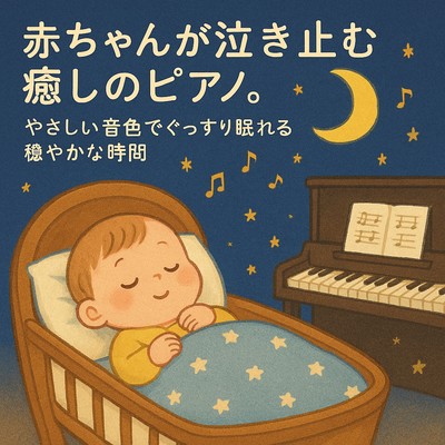 Soothing piano to calm crying babies. Peaceful time with gentle tones for a sound sleep. Front Cover