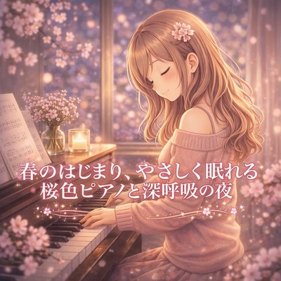 春のはじまり、やさしく眠れる桜色ピアノと深呼吸の夜のジャケット写真