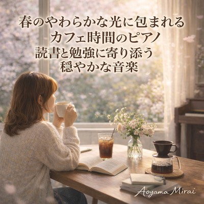 Soft piano music for cafe time bathed in gentle spring light - calming melodies to accompany reading and studying Front Cover