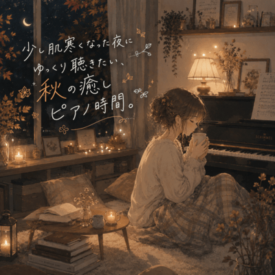 Healing Autumn Piano Time for Cool and Relaxing Nights. Front Cover