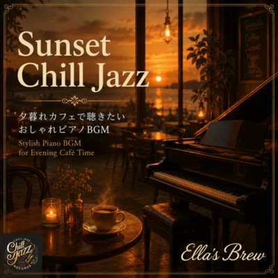 Sunset Chill Jazz - Stylish Piano BGM for Evening Café Time Front Cover