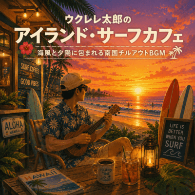 Ukulele Taro's Island Surf Café Tropical Chillout BGM Wrapped in Ocean Breeze and Sunset Front Cover