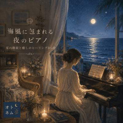 Night Piano Wrapped in Ocean Breeze Front Cover