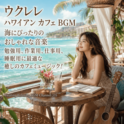 Ukulele Hawaiian Cafe BGM Fashionable music perfect for the sea Relaxing cafe music for study, work, work and sleep! (2026 Remaster) Front Cover