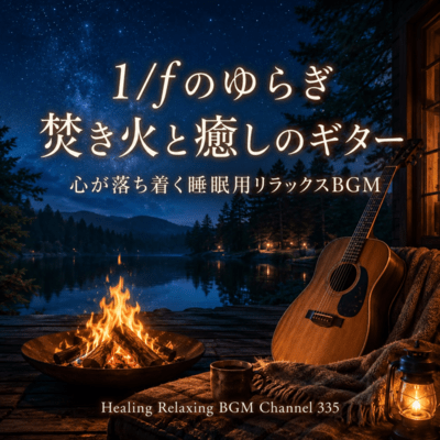 1 / f fluctuation bonfire and healing guitar Relaxing BGM for soothing sleep (2026 Remaster) Front Cover