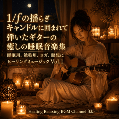 1/fの揺らぎ キャンドルに囲まれて弾いたギターの癒しの睡眠音楽集 睡眠用、勉強用、ヨガ、瞑想にヒーリングミュージック Vol.1 (2026 Remaster)のジャケット写真